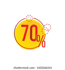 70 percen round shape and red outline circle. Sale banner template design. Big sale special offer. Special offer banner for poster, flyer, brochure, sticker. 70 percent yellow shape. Vector illustration.