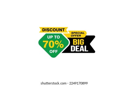 70 Percent BIG DEAL offer, clearance, promotion banner layout with sticker style. 