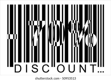 -70 percent discount, bar code,  Isolated over background and groups, vector ILLUSTRATION