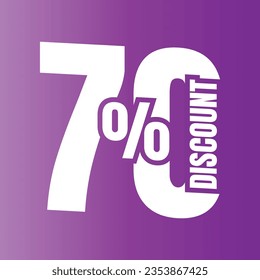 70 percent discount deal icon, 70% special offer discount vector, 70 percent sale price reduction offer, Friday shopping sale discount percentage design