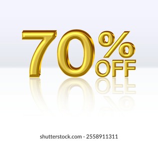 70 percent discount. Golden numbers with percentage sign. Special offer. vector illustration.