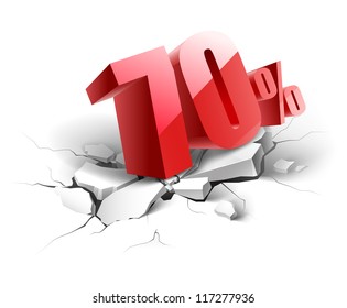 70 percent discount icon on white background