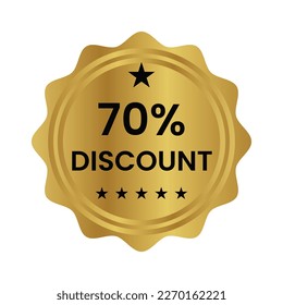 70 percent discount label, seal, sticker, stamp, tag vector icon for shopping discount promotion