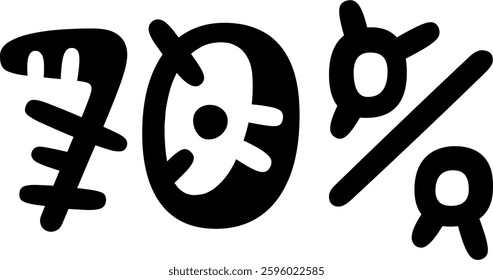 70 Percent Discount Offer Number Typography Style A0508