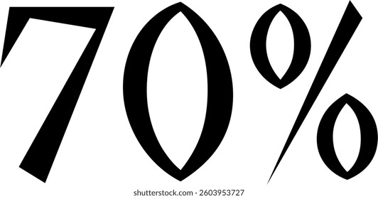 70 Percent Discount Offer Number Typography Style A0147