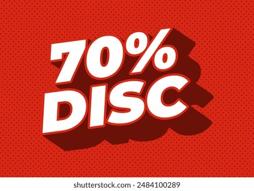 70 por ciento de descuento. Diseño de efectos de texto en estilo 3D con buenos colores