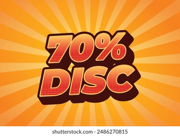 70 percent discount. Text effect design in 3D style with good colors