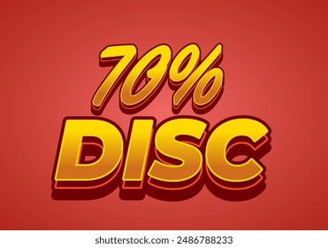 70 percent discount. Text effect design in 3D style with good colors