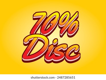 70 percent discount. Text effect design in 3D style with good colors