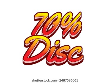 70 percent discount. Text effect design in 3D style with good colors