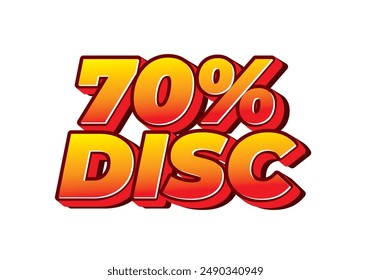 70 percent discount. Text effect design in 3D style with good colors