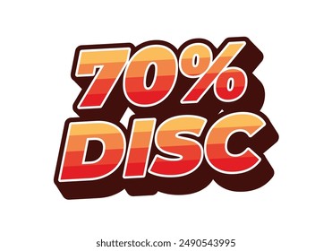 70 percent discount. Text effect design in 3D style with good colors