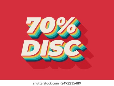 70 percent discount. Text effect design in 3D style with good colors