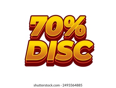 70 por ciento de descuento. Diseño de efectos de texto en estilo 3D con buenos colores