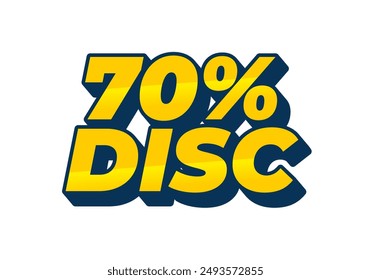 70 por ciento de descuento. Diseño de efectos de texto en estilo 3D con buenos colores