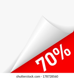 70 percent discount under folded paper corner