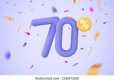 70 percent discount vector illustration 3d mega loyalty. 70 percent bonus marketing discount