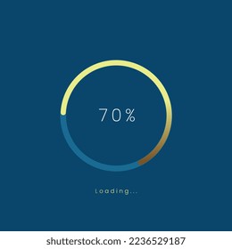 70 percent golden loading bar, gold upload UI,UX premium design bar, gold pending load of process symbol, a loading tap menu UI, use for Download progress, web design template