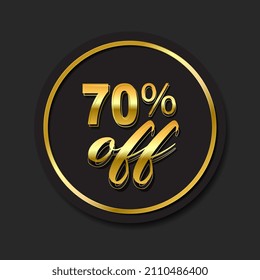 70 Percent Golden Tag Price Off Sign Discount Mega Sales