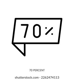 70 percent icon. Line Art Style Design Isolated On White Background
