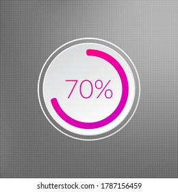 70 percent isolated pie chart. Percentage vector, infographic icon on dotted background. Sign for business, finance, web design, download, progress