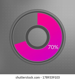 70 percent isolated pie chart. Percentage vector, transparent infographic icon on dotted background. Circle sign for business, finance, web design, download, progress
