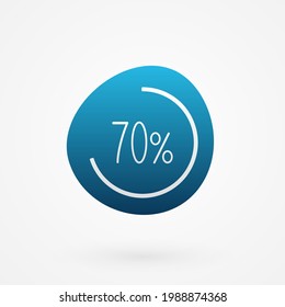 70 percent isolated pie chart. Vector infographic gradient icon. Sign for business, finance, web design, download, progress