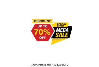70 Percent MEGA SALE offer, clearance, promotion banner layout with sticker style.
