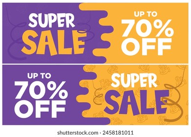 70 percent OFF, coupon, voucher, ticket, incredible discount, purple and yellow background