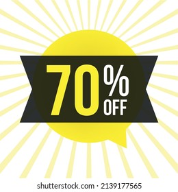 70 percent off. discount for big sales. yellow balloon on a white background