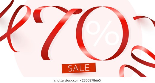 70 percent Off. Discount creative composition. Mega Sale. Vector illustration.