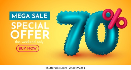70 percent Off. Discount creative composition. Mega Sale. Vector illustration.