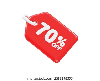 70 percent off discount sale icon 3d render illustration