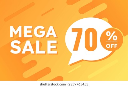 70% percent off mega sale orange banner