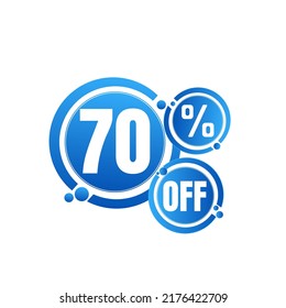 70% percent off ( OFFER), blue 3D icon design, with lots of super sale discount details. vector illustration