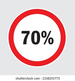 70 % Rabatt auf grauem Hintergrund, 70 % Sonderangebot, Verkauf bis zu 70 % Rabatt, großes Angebot, Verkauf, Label für Sonderangebote, Aufkleber, Tag, Banner, Werbung, Angebot Symbol