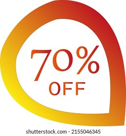 70 percent off with orange vector off circle format