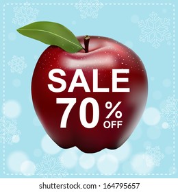 70 percent off over red apple background vector illustration