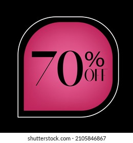 70 percent off. pink  banner with balloon. Floating for promotions and offers.