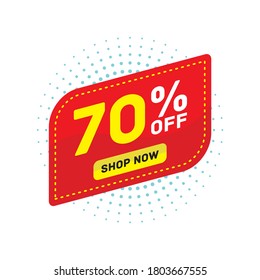70 percent off red discount sticker, banner tag shop vector eps