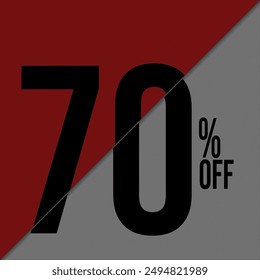 70 percent off, with red and gray noise background