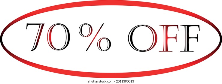 70 % Rabatt auf das rote Vektorsymbol. Discount-Symbol, Discount-Promotion, Sale-Rabatt-Angebot, Marketing-Werbung, Superverkauf.