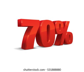 70 percent off, sale background, object 3D. Eps10 Vector.