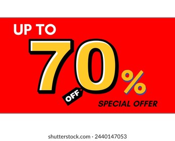 Up To 70 Percent Off Special Offer Vector Design.