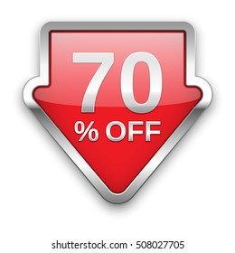 70 percent off vector badge, silver