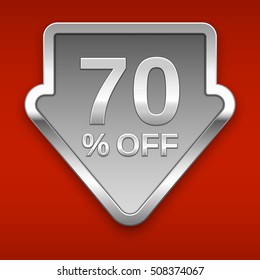 70 percent off vector badge, silver