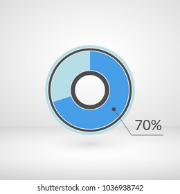 70 percent pie chart isolated symbol. Percentage vector infographics. Circle diagram sign. Business illustration icon for marketing project, finance, financial report, web, concept design, download