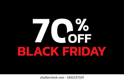 70 percent price off icon or label. Black Friday Sale banner. Discount badge design. Vector illustration.