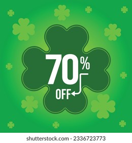 70 percent promotion, luck, clover, green