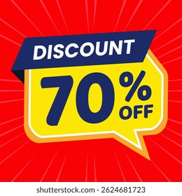 70 Percent Promotional Discount Banner Design with Yellow Balloon and Red Background for Sales, Offers, and Marketing Promotions
